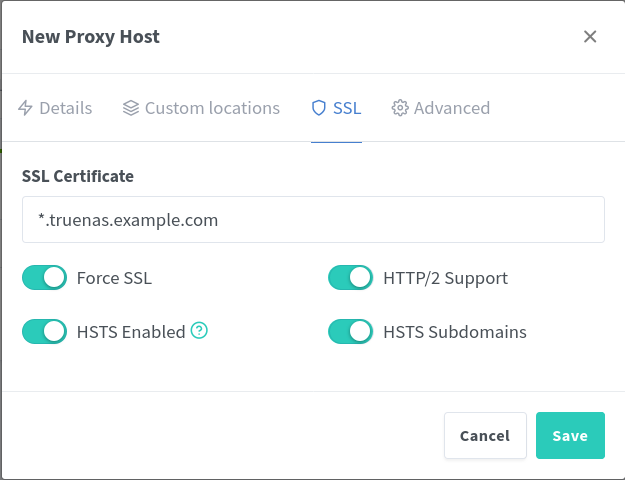 Nginx proxy host SSL.