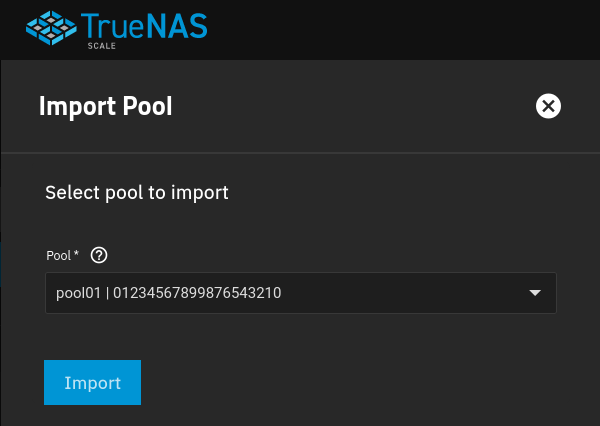 Screenshot of Import Pool tool.