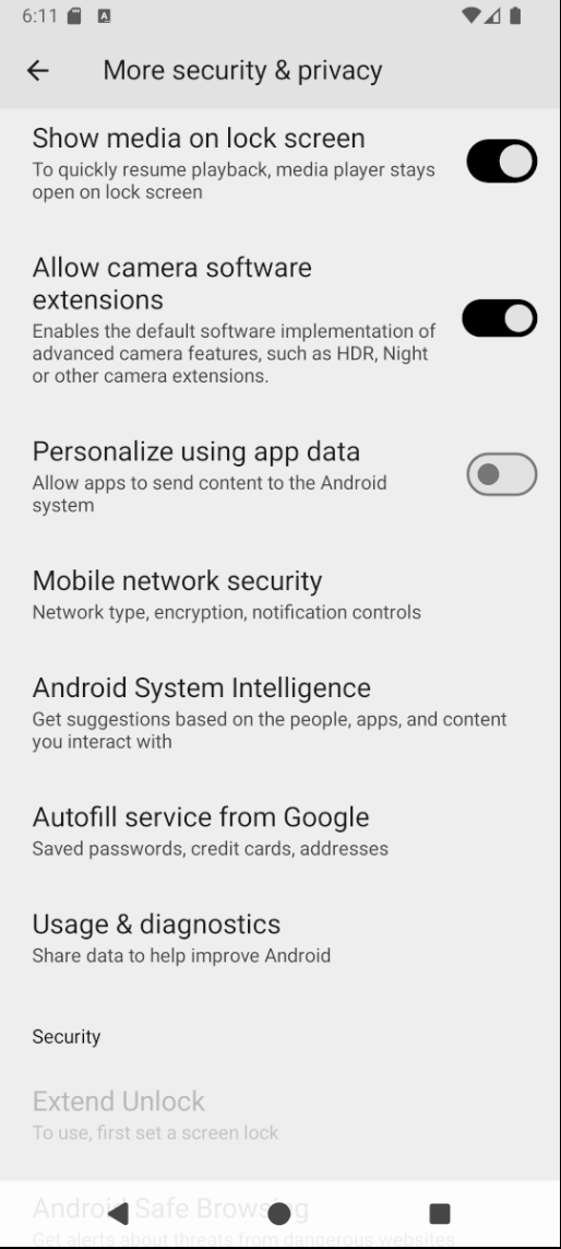 Settings Privacy more screenshot.