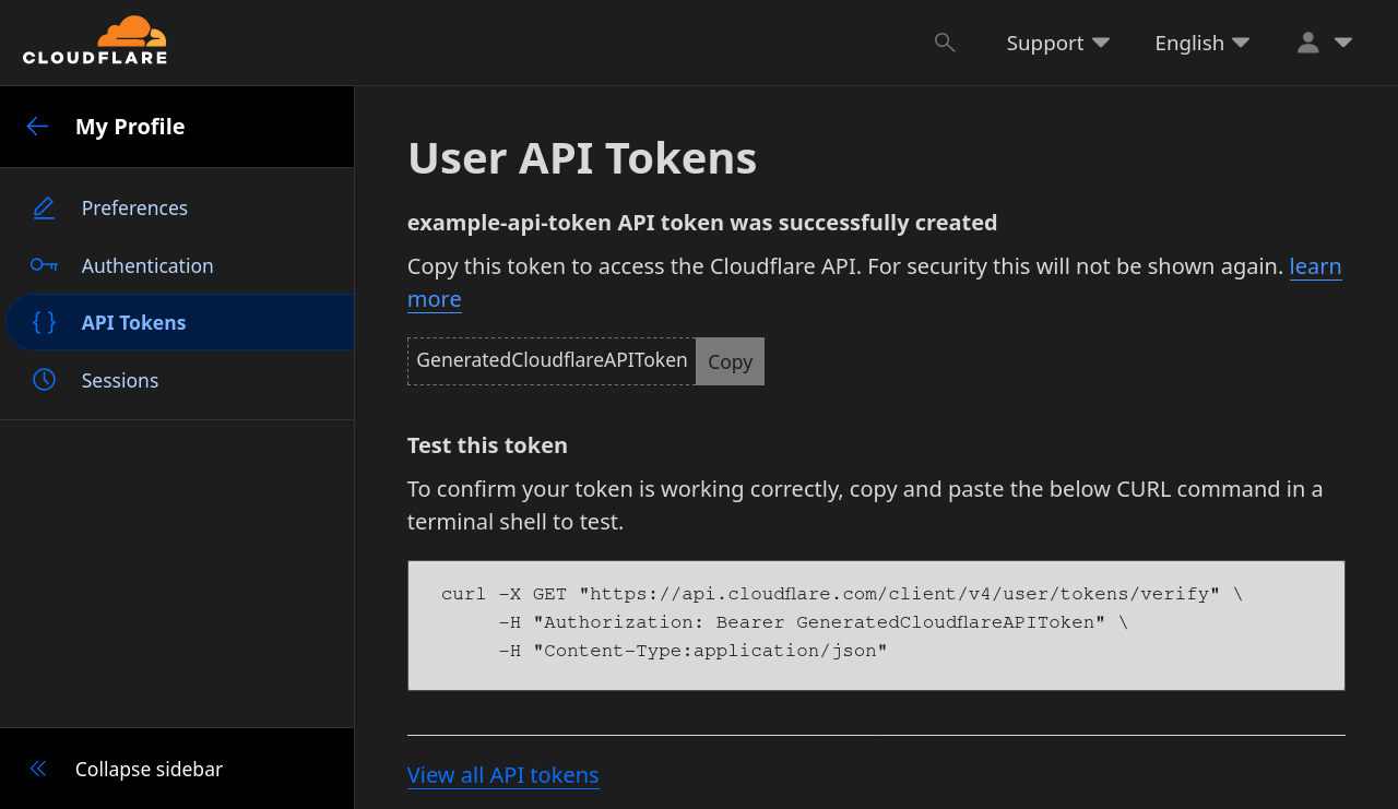 Cloudflare API token.